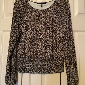 White House Black Market Leopard Print Blouse